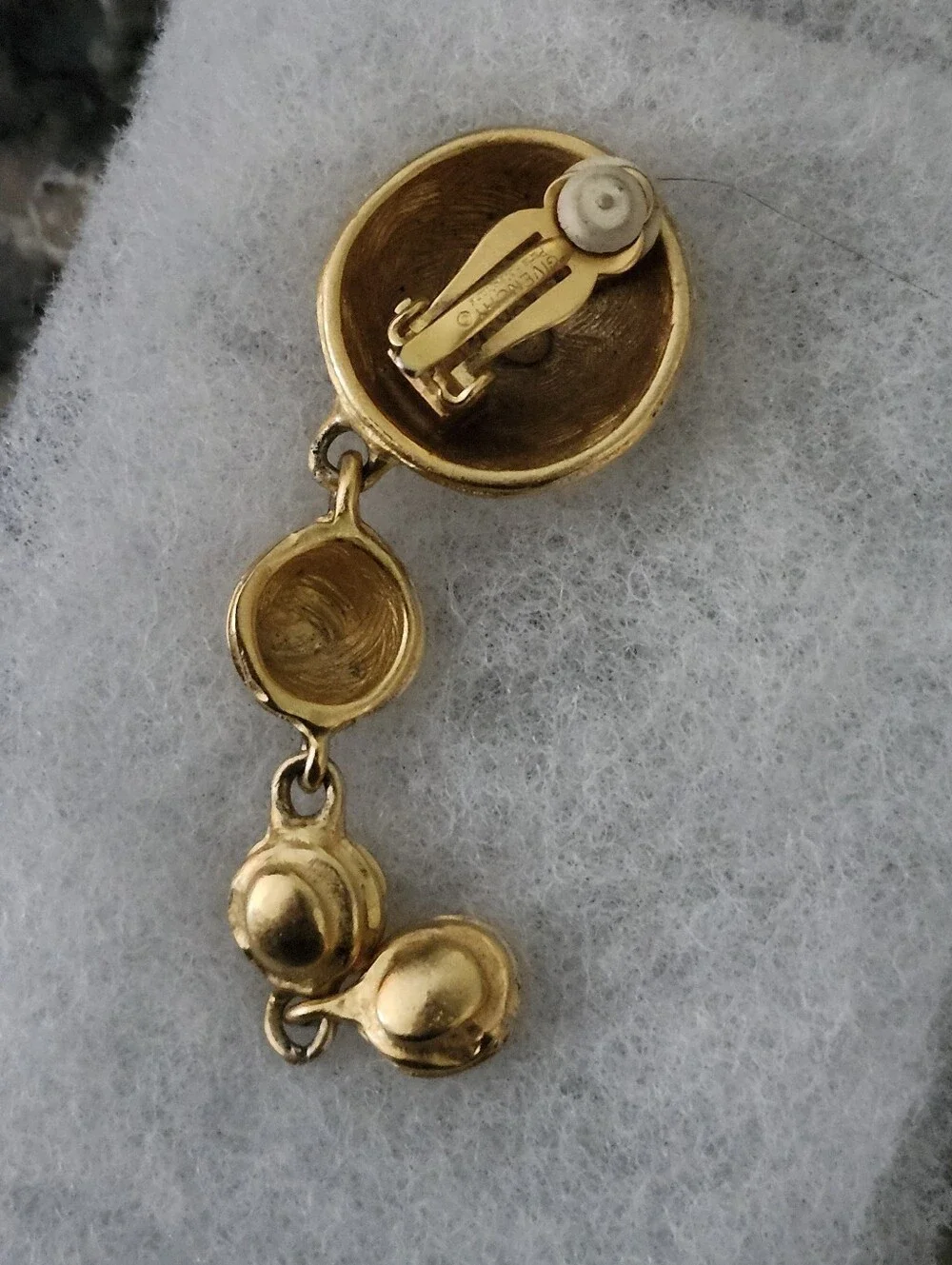 Signed Givenchy Brutalist Runway Long Dangle Drop Gold Tone Textured Earrings